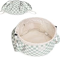 Vista 16 de Bolsa de maquillaje con cordón en forma de barril, grande, bolsa de cosméticos, organizador de artículos de tocador para mujeres, B-verde menta