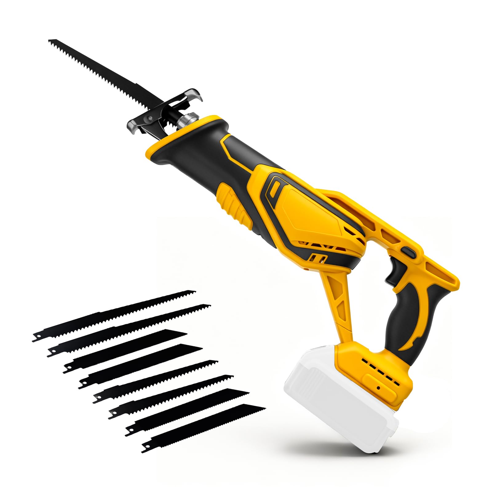 Scie sabre sans fil pour Dewalt 20 V, 3000 SPM, scie sabre sans fil, vitesse variable avec 8 lames de scie pour couper le bois, le métal, le plastique (sans batterie)