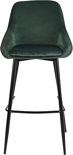 Miniatura 4 de Porthos Home Ugo - Juego de 2 taburetes de bar, respaldo bajo y reposabrazos en tapicería de terciopelo suave y patas de hierro resistentes con