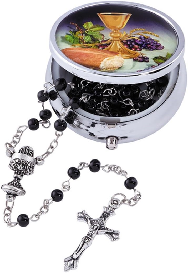 Acrylic Prayer Bead First Communion Rosary with Body of Christ Case, 18 Inch