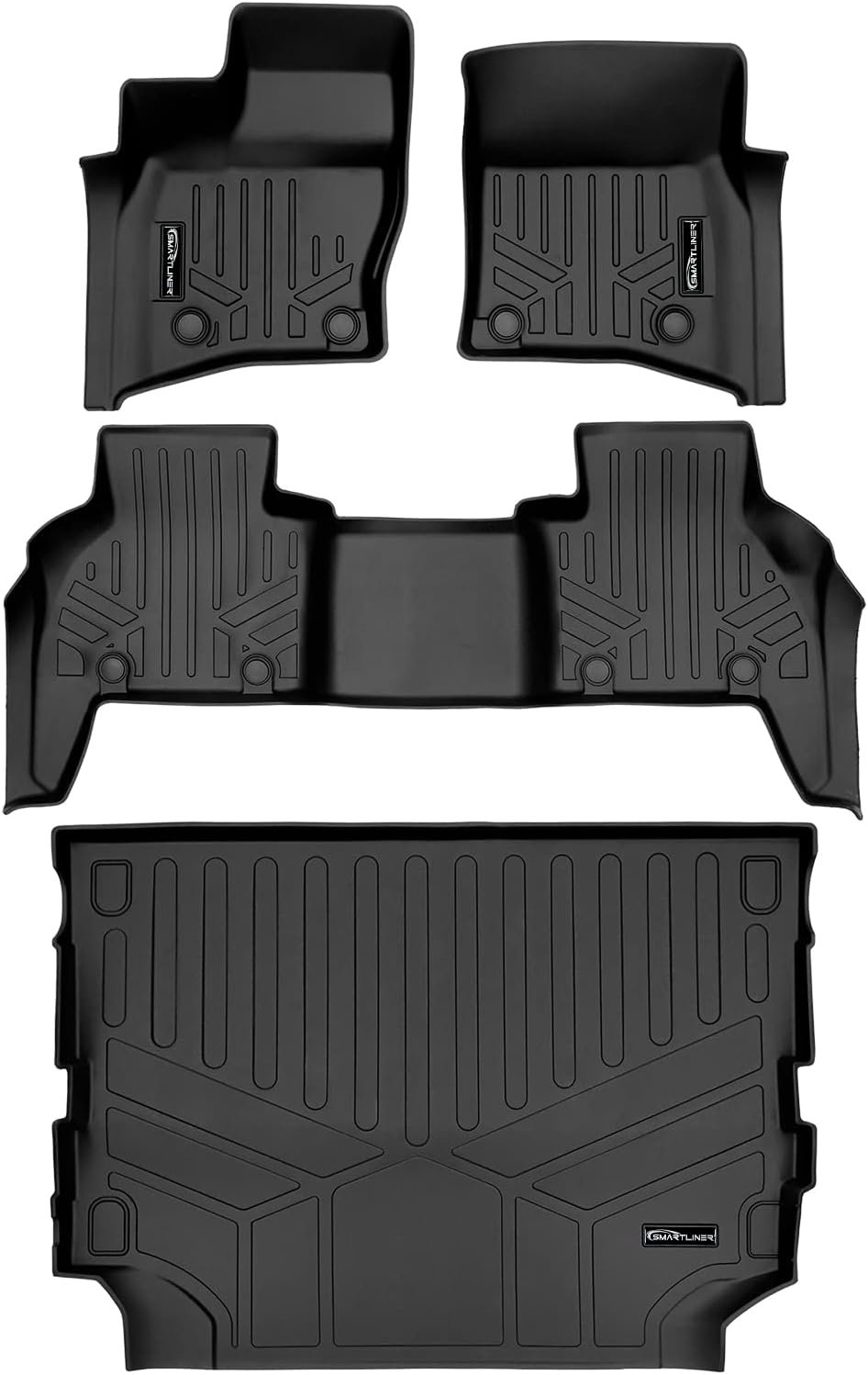 SMARTLINER All Weather Custom Fit 2 Row Floor Mats & Cargo Liner Behind The 2nd Row Set Compatible with 2020-2023 Range Rover Defender 110 (Only Fits Models with 3rd Row Seating)