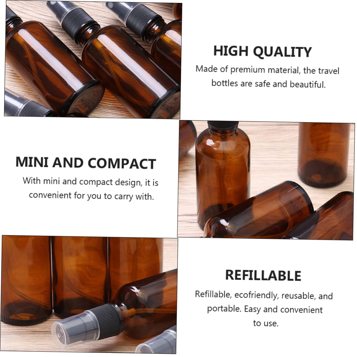 Braune Glas Sprühflaschen 50ml Wiederbefüllbar für Weihachten Party