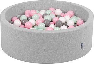 KiddyMoon Piscina de Bolas 90 x 30 cm/200 Bolas Piscina de Bolas con Bolas de Colores para bebés niños Redondas, Gris Claro: Blanco/Gris/Menta/Rosa Polvo
