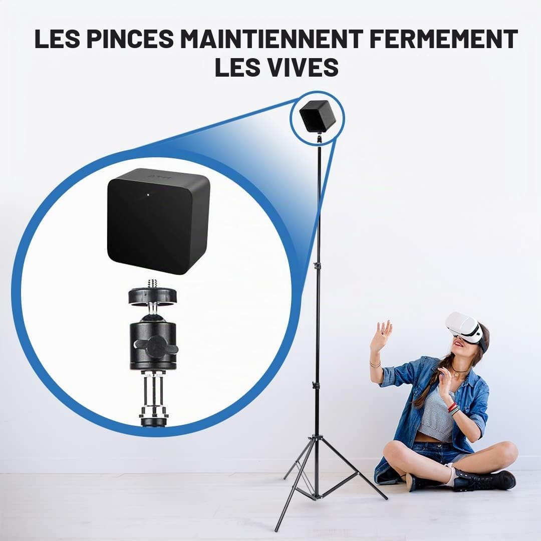 Skywin Support Trépied VR (Pack de 2) – Compatible avec la Plupart des Stations de Base & Capteurs VR – Mât Télescopique Réglable jusqu'à 229 cm