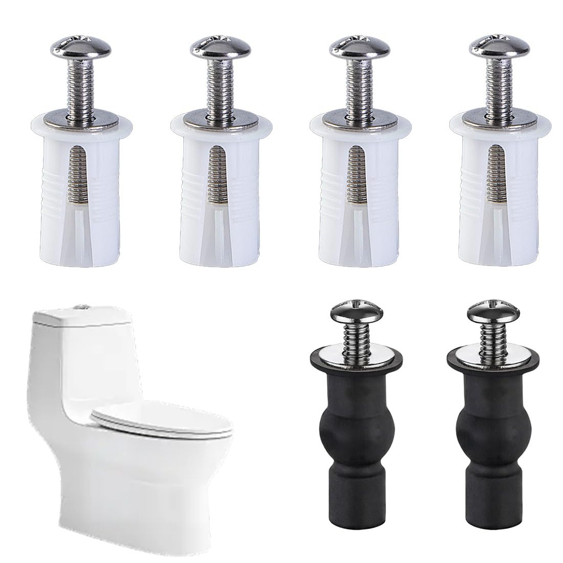 Fissaggi Tavoletta WC,6 Pezzi Fissaggi WC Sedile,Accessori per Sedile,Fissaggio Vite per Sediles,Fissaggio Dado di Gomma per Fissare Tavoletta