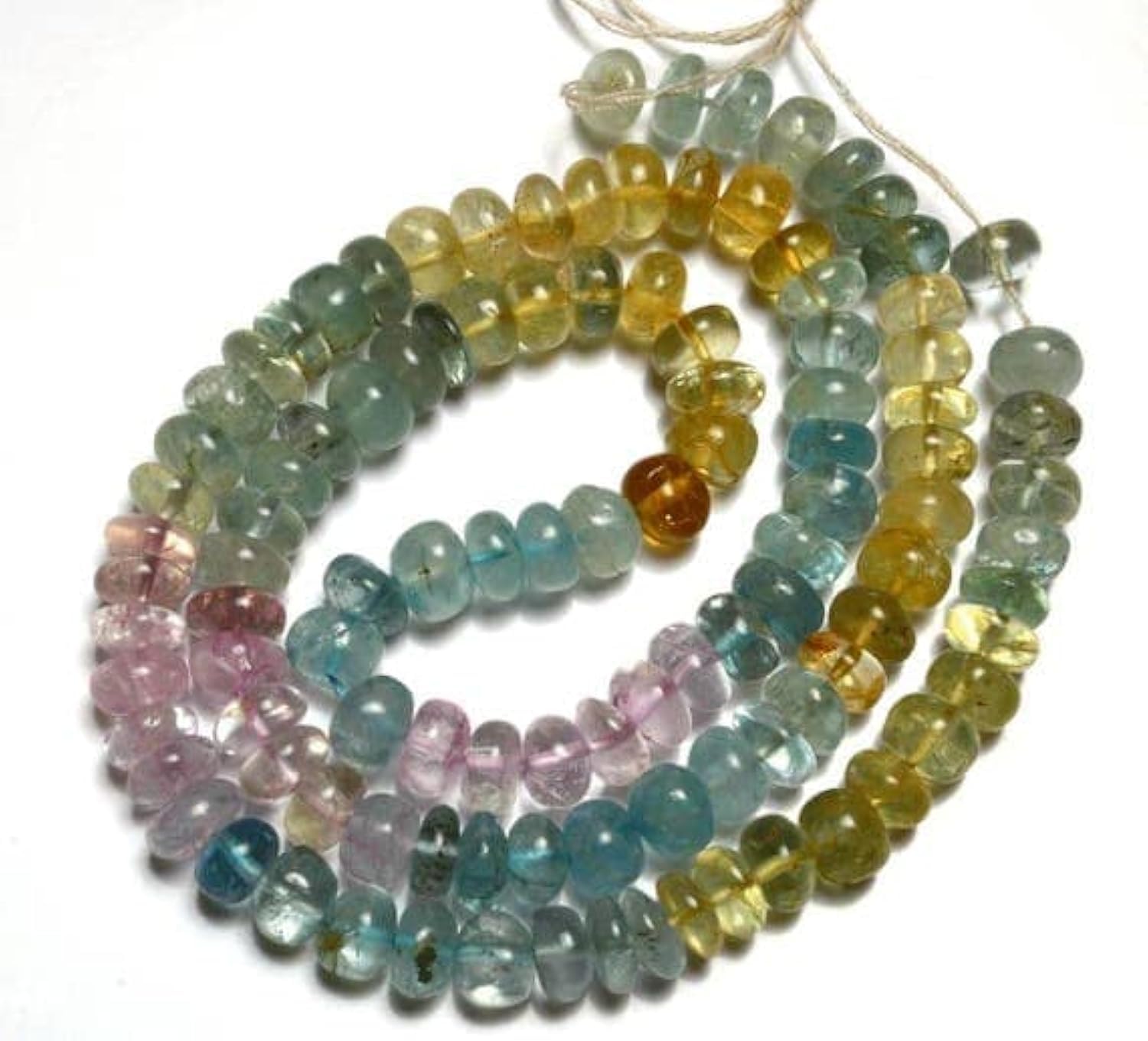 Perles multi aigue-marine naturelle rondelles lisses pour créer vos bijoux d'été bohèmes