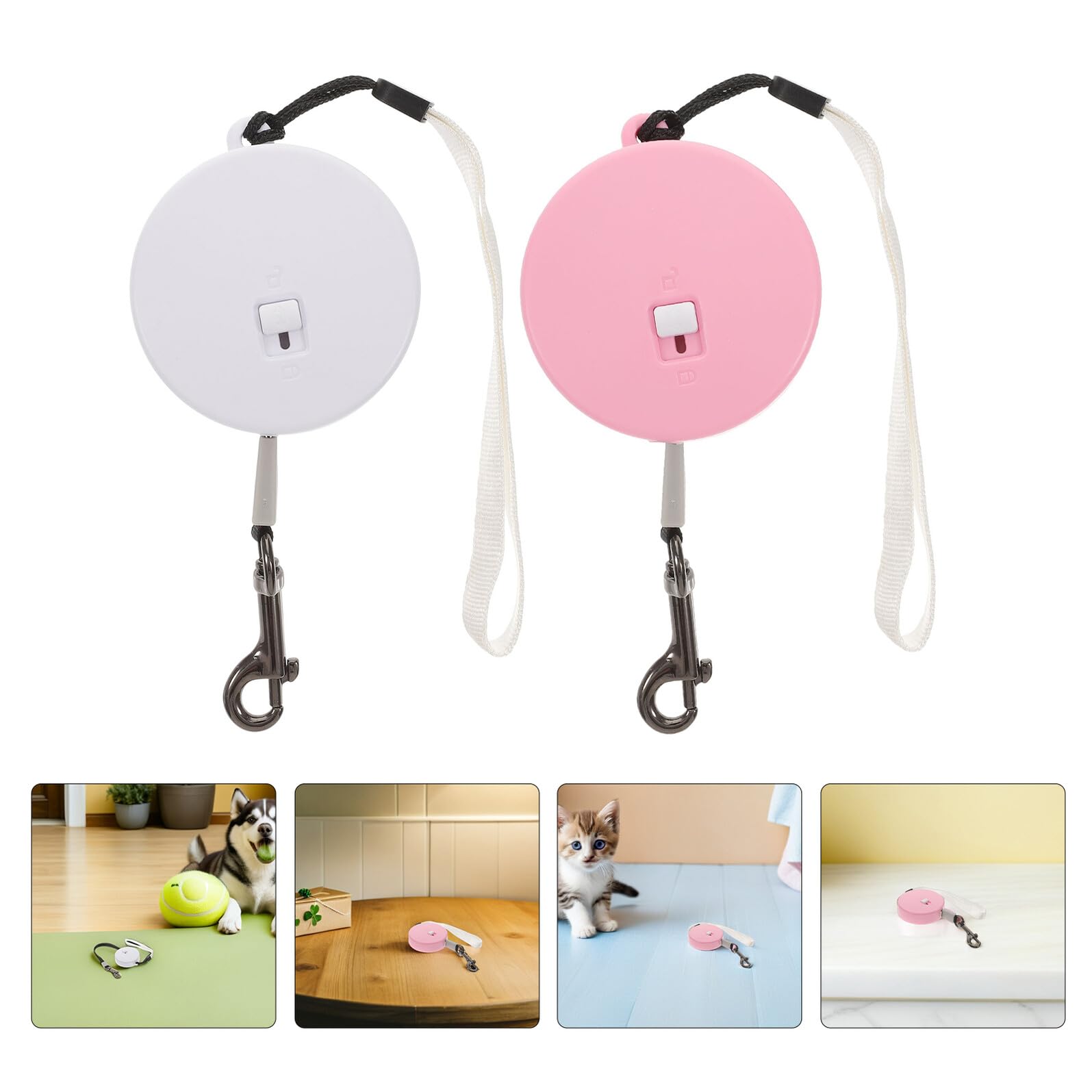 SHINEOFI Guinzaglio Retrattile Automatico 2 Unità per Cani e Conigli Leggero e Regolabile, con Cinturino da Polso, per Passeggiate e Ambienti Affollati