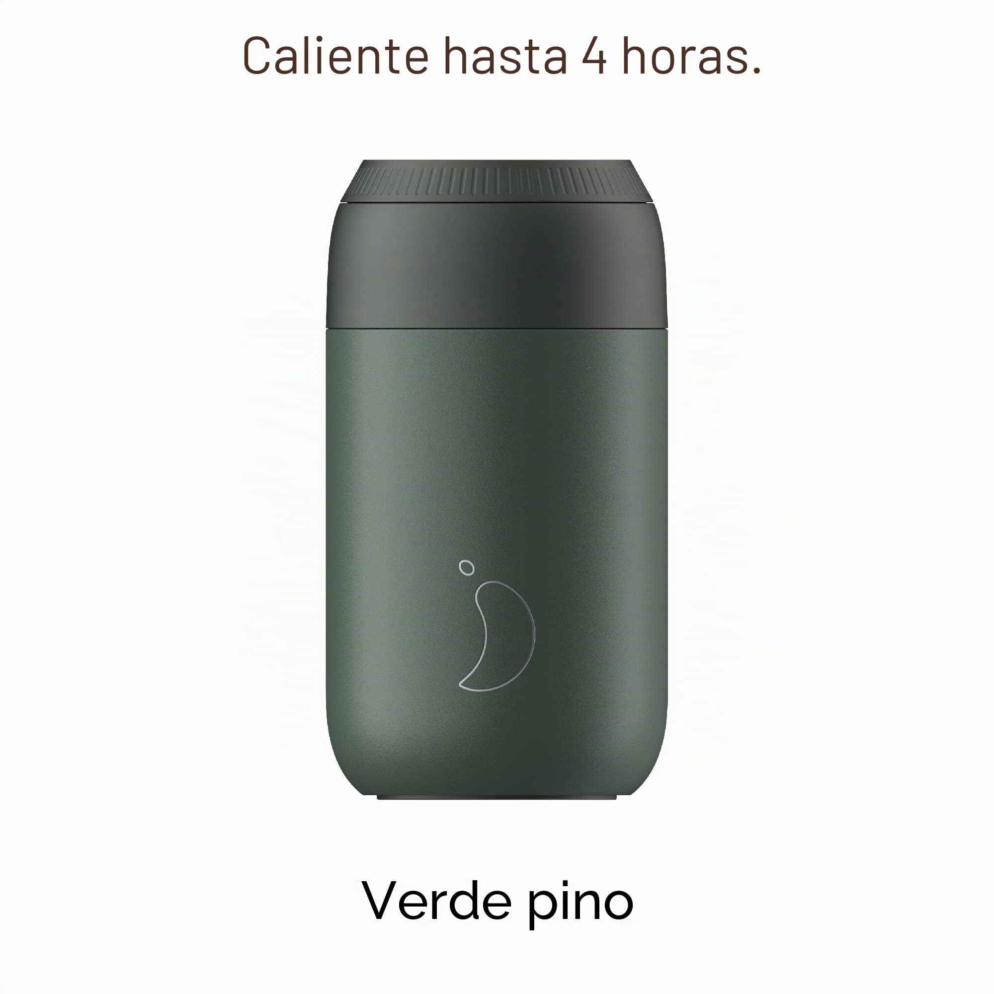 Chilly's Serie 2 Taza de Cafe Termica - Taza de Doble Pared con Tapa - Acero Inoxidable sin BPA - Pine Green, 340ml