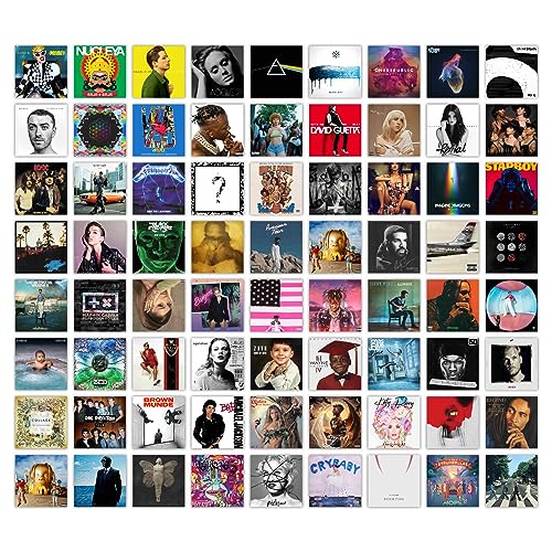 Image of CodersParadise Music Wall Collage Kit - 70PCS 4x4 Inch Aesthetic Album Cover Posters for Bedroom, Living Room, Office & Studio Decor