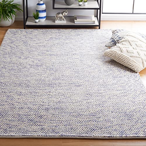 SAFAVIEH Area Rug 8x10 - Natura Collection - Large - Blue & Ivory, Handmade Wool, Ideal for Living Room, Bedroom, Dining Space (NAT182M)