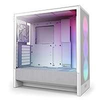 NZXT H5 Flow RGB – Case per PC da gaming mid-tower ATX compatto – Flusso d’aria elevato – Ventola F360 RGB Core (CV) inclusa – Supporto per radiatori da 360 mm (anteriore) – Bianco