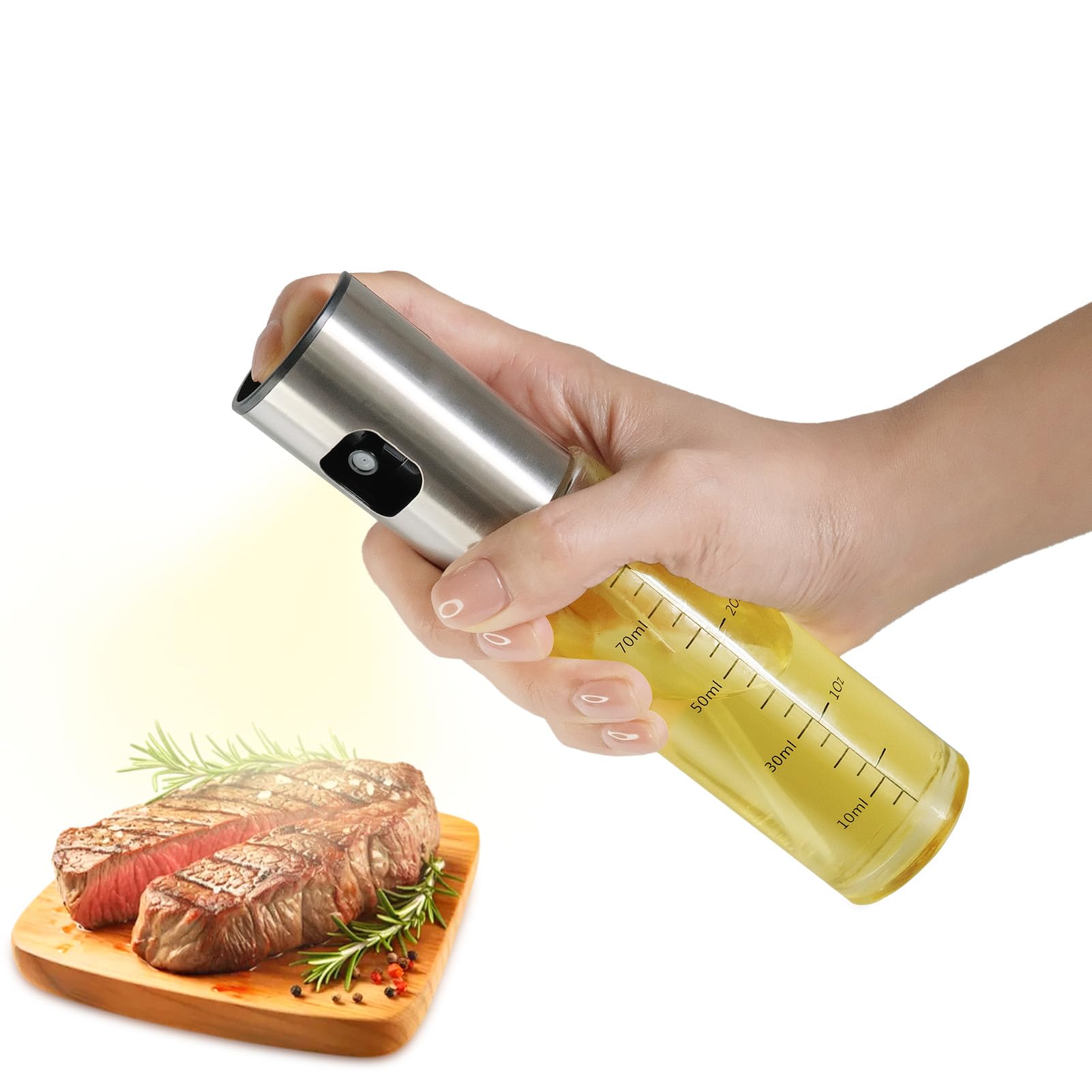 Pulverizador de aceite para cocinar, botella dispensadora de aceite de oliva de 3.5 onzas para utensilios de cocina, alimentos, freidora de aire, ensalada, vinagre, barbacoa, bomba de
