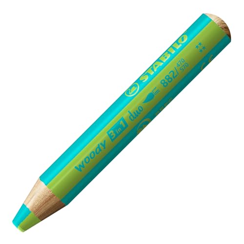 STABILO Multi-talented Pencil woody 3-in-1 duo - Single Pencil - Turquoise/Light Green