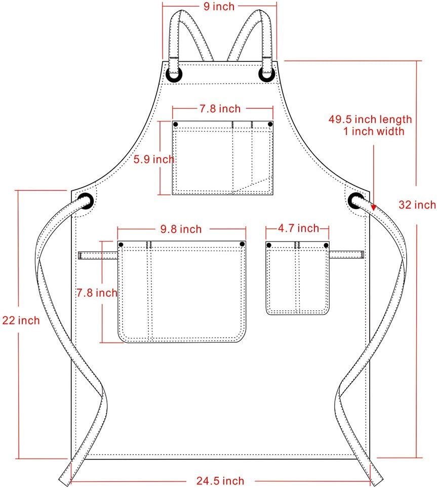 Jeanerlor - Denim Apron With Pockets for Women Women Hair Stylist(Blue-Black) - Special Washing Style Adjustable S to L - Image 3