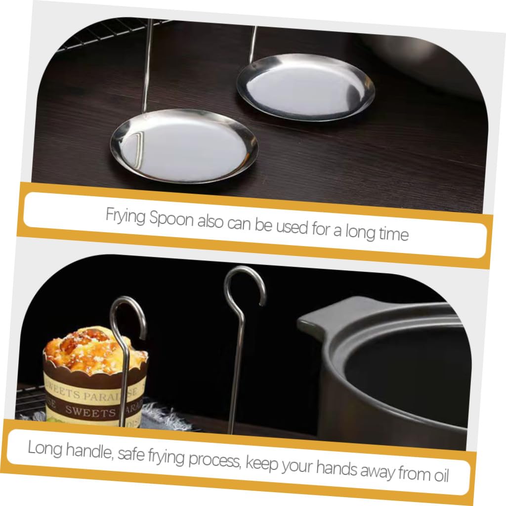 Alipis 8piezas Cuchara De Freír Inoxidable Utensilios De Cocina Para Pancakes y Snacks Diseño y Mango Metálico Para Freír y