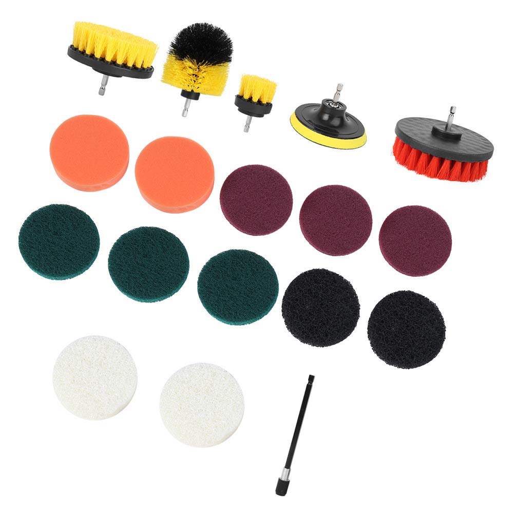 Set di 18 spazzole per trapano elettrico, multifunzione in nylon, accessori per la pulizia della casa, per vasca da bagno, malta, tappezzeria, superficie del bagno