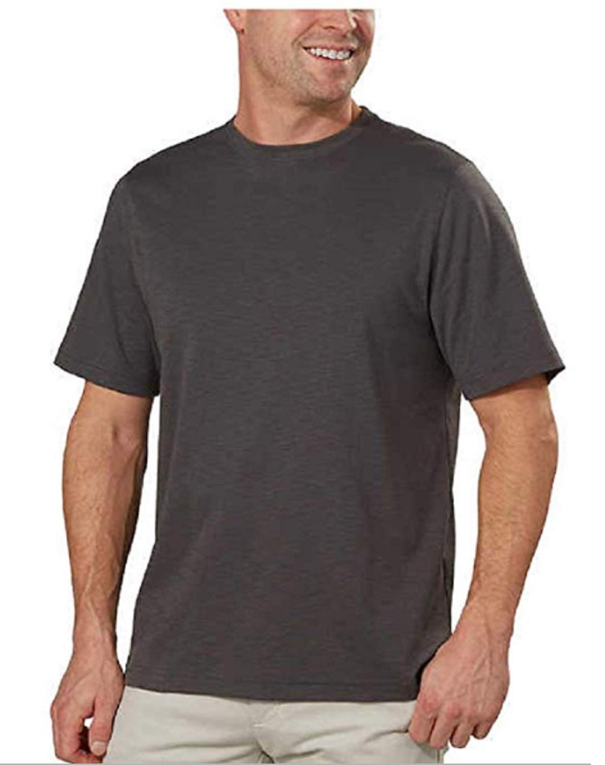 Signature Men’s Active Tee (M, Gray Stripe)