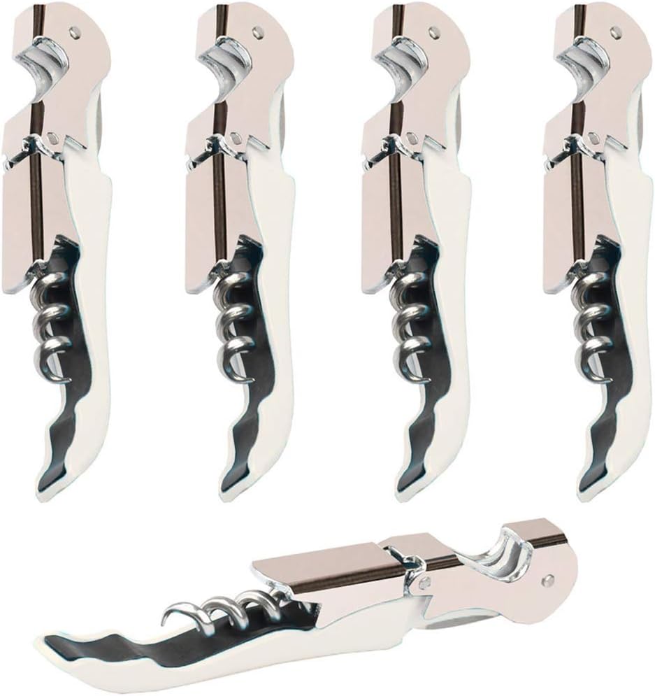 4 Packs Professional Waiter Corkscrew Wine Openers Set,Upgraded With Heavy Duty Stainless Steel Hinges Wine Key for Restaurant Waiters, Sommelier, Bartenders (White 4 Packs)