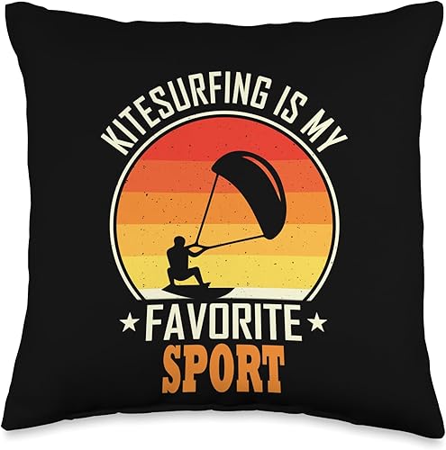 Kitesurf motif equipment Favorite Sport-Kitesurf - Almohada de 16 x 16 pulgadas, multicolor