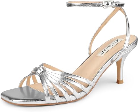 JOY IN LOVE Womens Low Kitten Heels Strappy Sandals