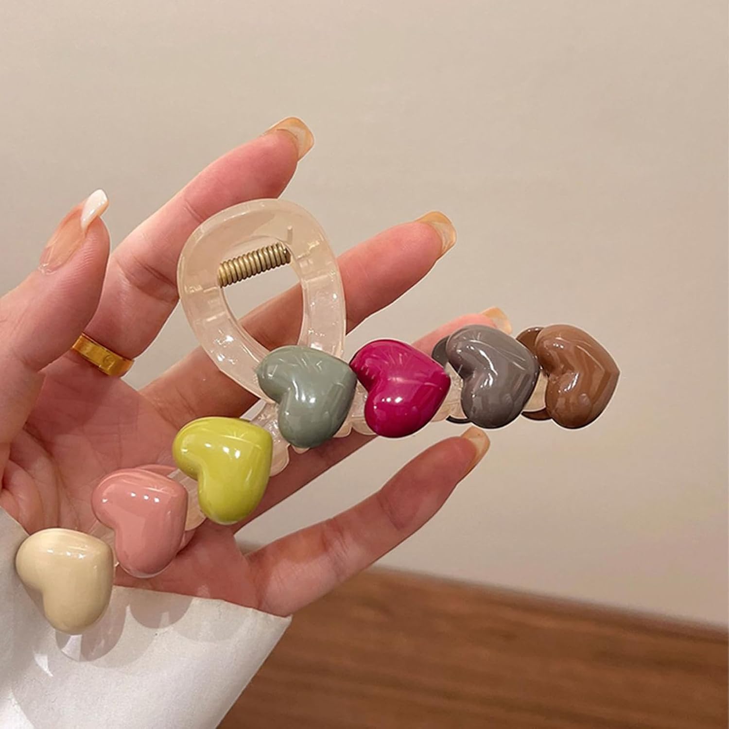 Colorful Heart Hair Clips - Valentines 1PCS Cute Rainbow Candy Designs Claw Clips Fashion Large Heart Hair Accessories for Women Hair Styles Artificial Plastic Hair Claw Clips - Image 2