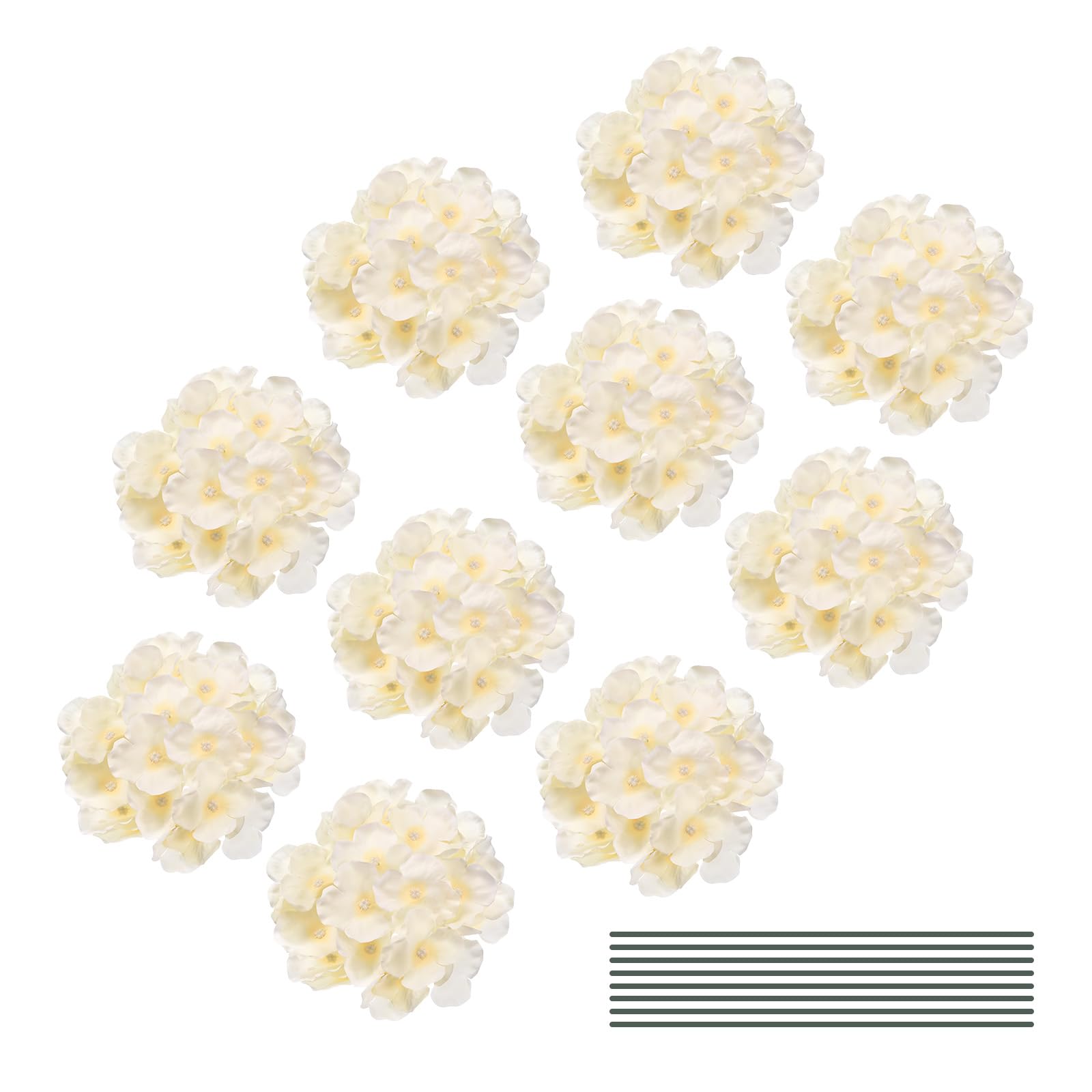 DMiotech 30 Set Beige Silk Artificial Hydrangea Heads Wedding Fake Hydrangea Flowers with Stems for Wedding Vases Flower Walls Gift Decor