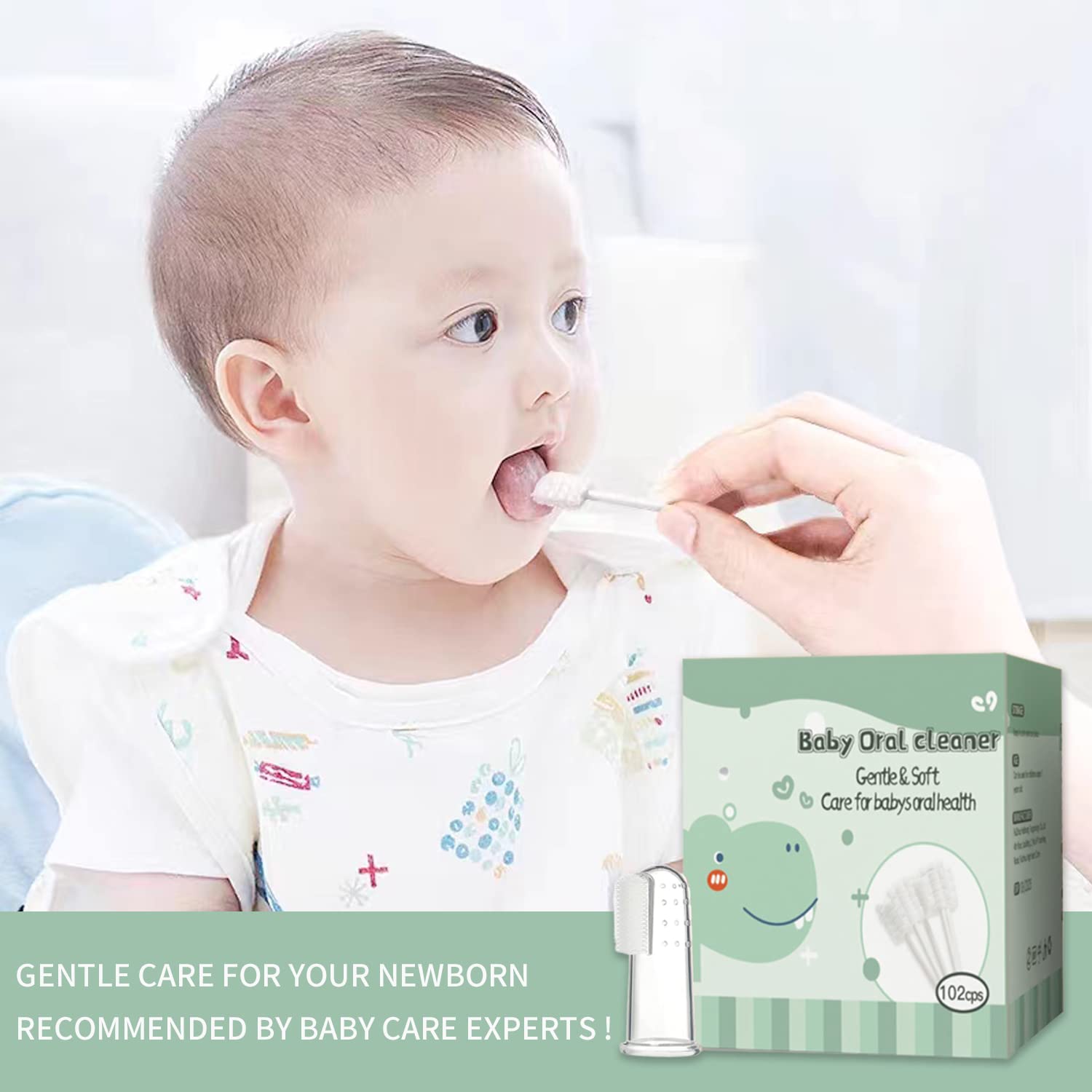 Baby Oral Cleaner do czyszczenia języka dla niemowląt, szczoteczka do zębów 0-36 miesięcy, pielęgnacja drżenia, 102 szt. + 1 pędzel do zębów z etui