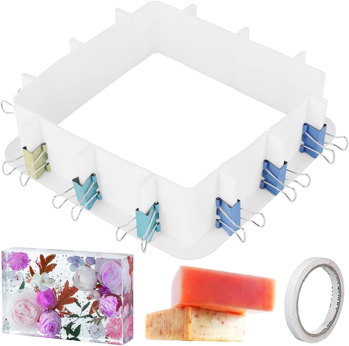 Adjustable Mold Housing for Silicone Molds Making with Clips DIY Mold Making Housing Frame Mold Master for Candles Soap Clay Resin Molds Making