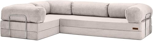 Miniatura 7 de TUFT & FINCH Sofá comprimido en forma de L de alta calidad, cama y asientos de 3 plazas, sofás seccionales convertibles para sala de estar, oficina