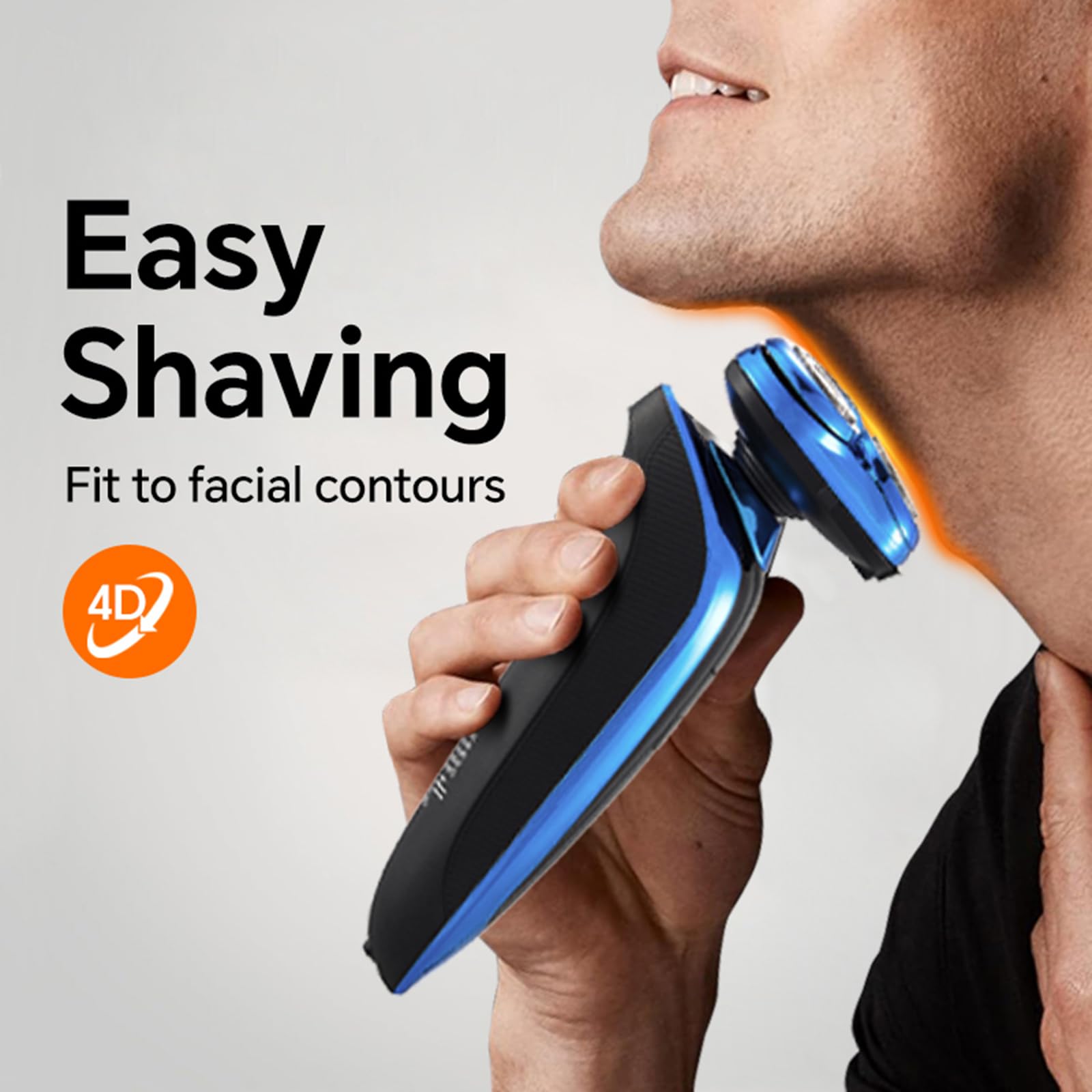 Rasoir électrique pour homme – Rasoir rechargeable 3D de précision avec tondeuse pop-up – Rasoirs rotatifs sans fil lavables doux pour les peaux sensibles pour barbe, pattes et visage avec verrou de
