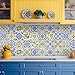 Faccito 24 Pcs Lemon Tile Stickers 4x4 Inch Watercolor Mediterranean Lemon Summer Peel and Stick Removable Self Adhesive PVC Waterproof Tile Stickers Amalfi Coast Decor for Kitchen Bathroom Backsplash