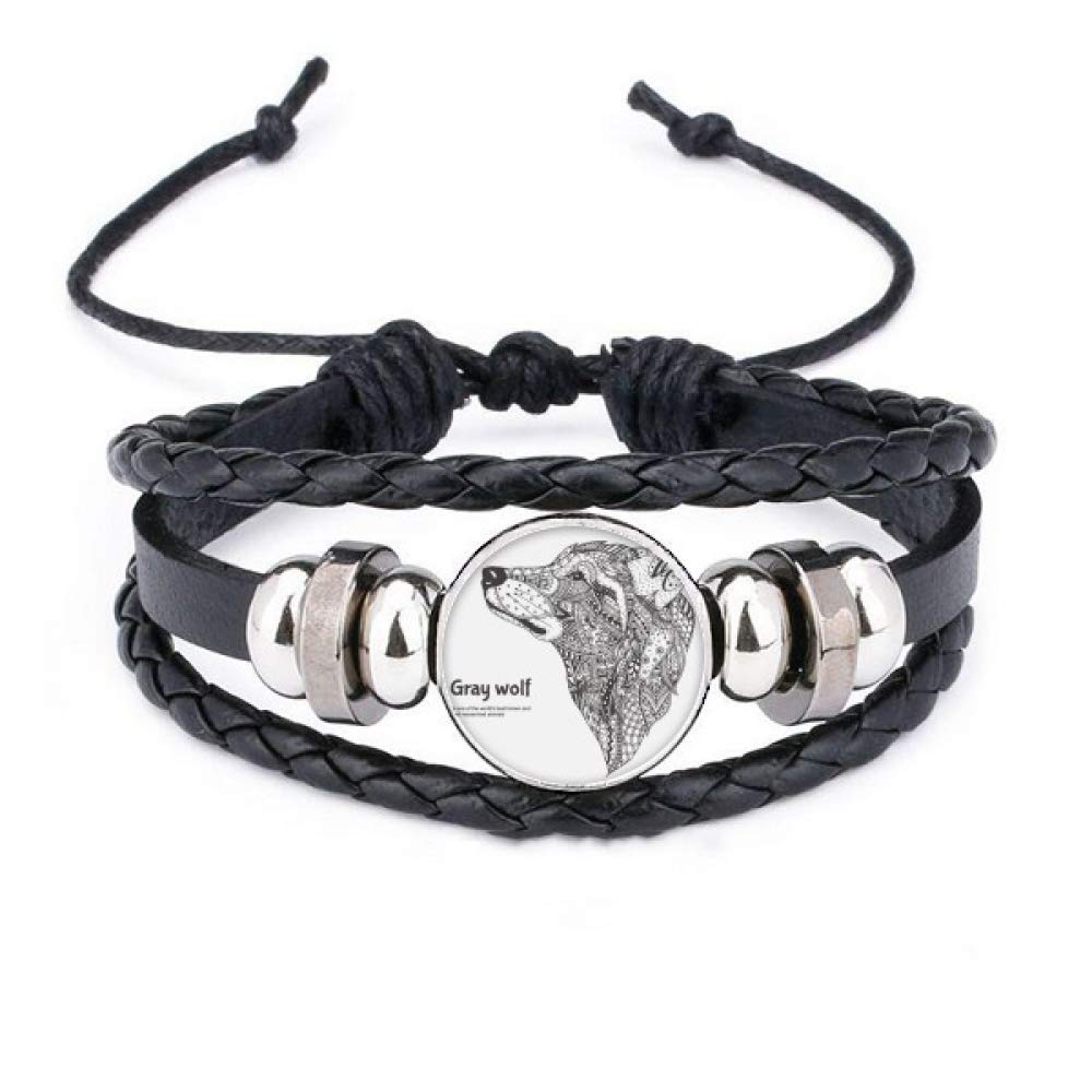 DIYthinker Gray Wolf Friend Company Bracelet Braided Leather Woven Rope Wristband