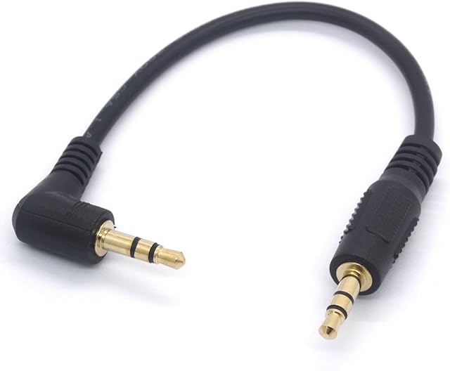 3.5mm Audio Cable 90 Degree 3.5 Male to Male Headphone Adapter Auxiliary Jack Stereo Aux Lead for Car Smartphones Tablets MP3 Echo