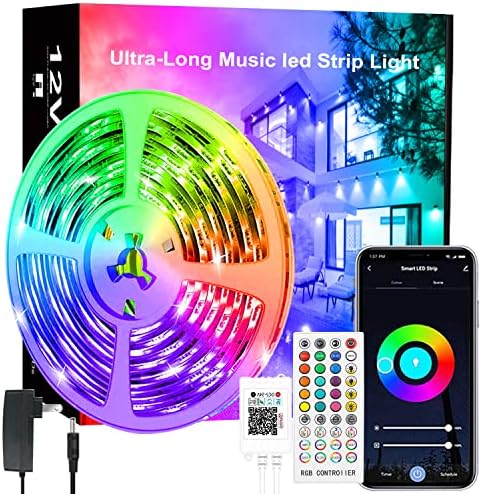 LED Strip Light 65.6ft, LED Lights for Bedroom, Music Sync Color Changing Light Smart Light Strip RGB Tape Light Strip for TV, Bedroom, Home Decoration, Rope Lights