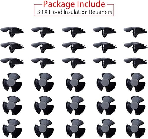 Miniatura 6 de Retenedores de aislamiento de capó de automóvil, 30 clips de retención de cubierta de parachoques con un removedor de sujetadores, clip de nailon de