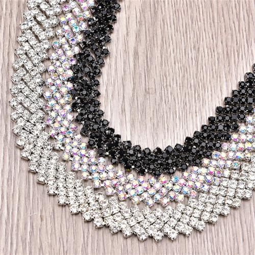 Ruban à coudre avec strass argenté pour customisation de vêtements sacs et chaussures 90cm