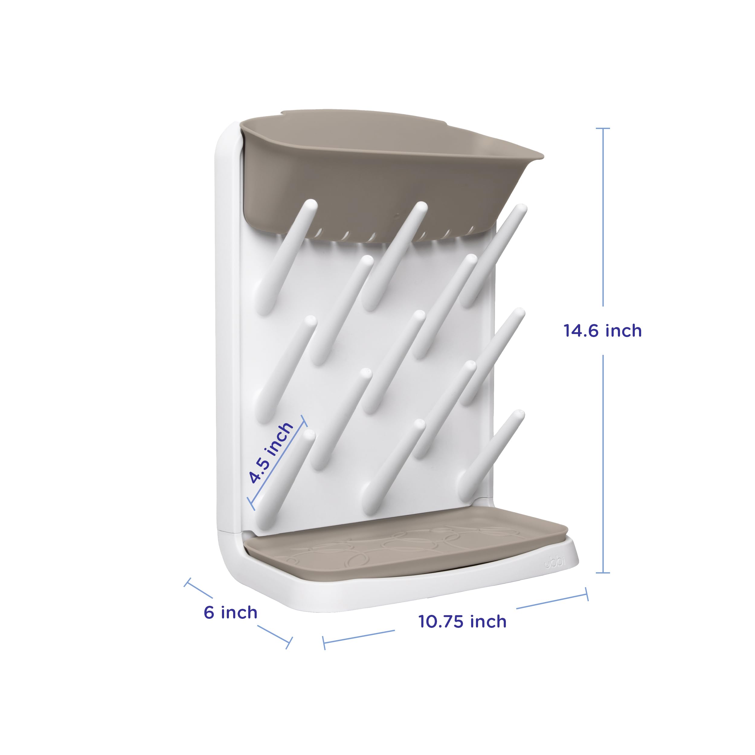 Ubbi Égouttoir Vertical pour biberons de bébé, Gain de Place, Organiseur de biberons, Taupe