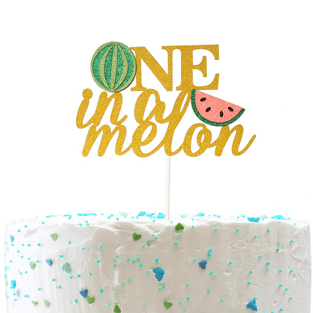 Creaides One in a Melon Cake Topper 1st Watermelon Themed Birthday Cake Decor for Kids Melon Birthday Baby Shower Party Suppliers