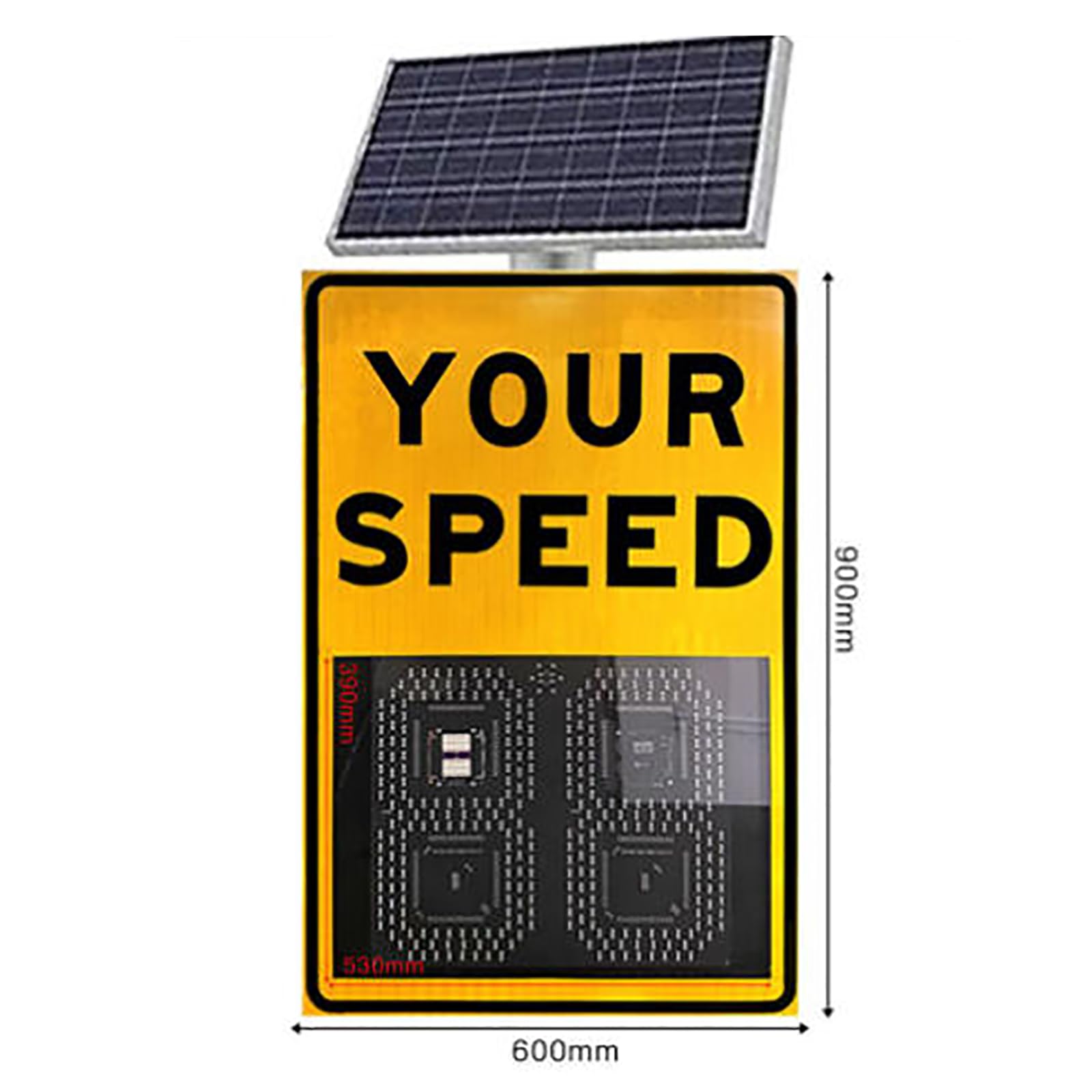 MObyat Señal de Velocidad con Radar Solar, 61 x 68 cm, Velocidad de detección <321 km/h, carriles de 3 a 4 carriles, Visibilidad Nocturna >1000 m, para medición de Velocidad en Carretera.