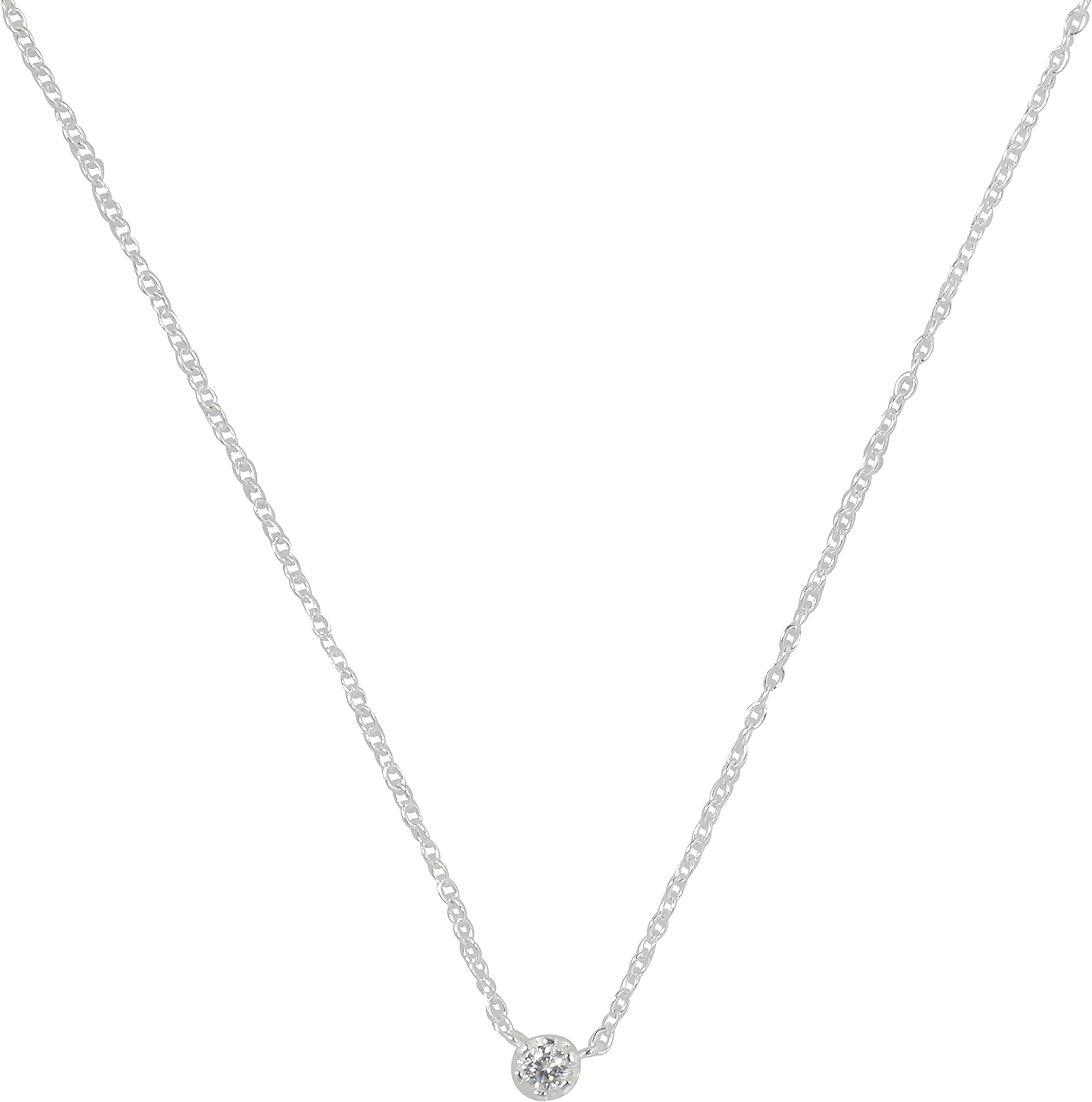 Dainty Silver Diamond Choker Necklace - 925 Sterling Silver - Handmade Minimalist Jewelry - Tiny Diamond