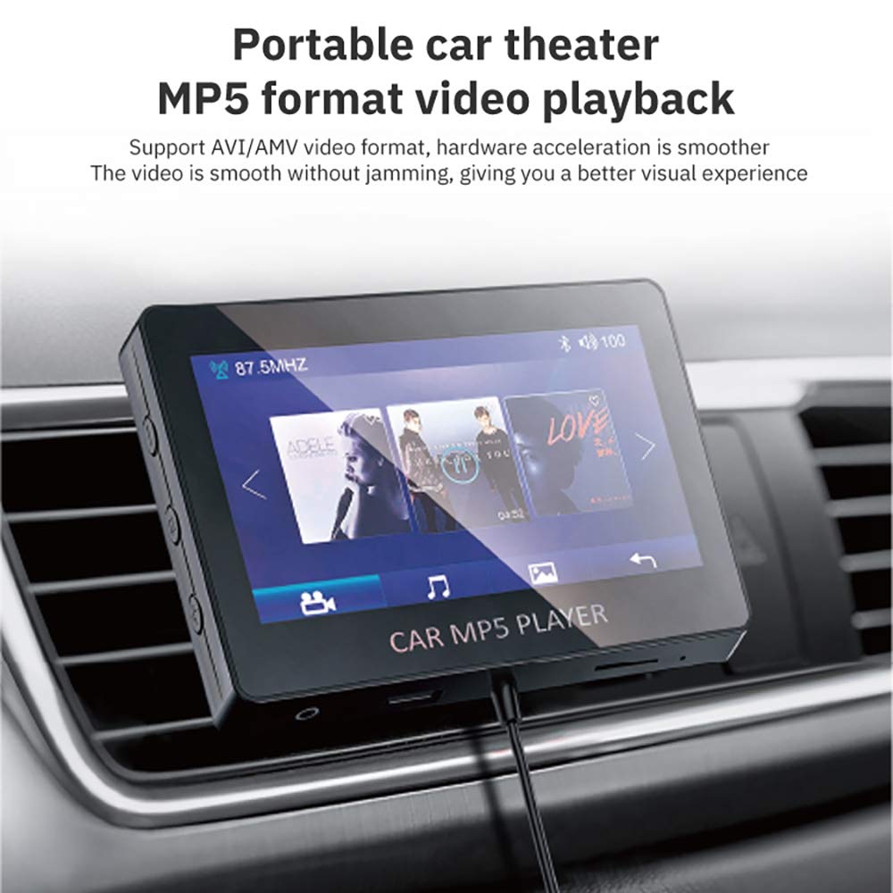 ELGE Lecteur MP5 de Voiture Bluetooth 5.0 éMetteur FM Support TF U Disque Lecteur de Musique Lecteur de Voiture Voiture éLectronique pour Voitures M6