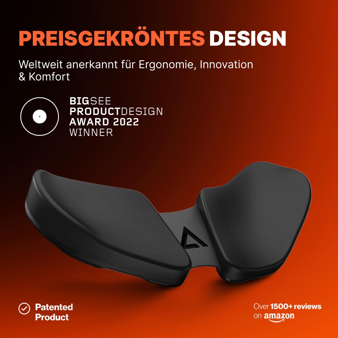 DELTAHUB Carpio 2.0 - ergonomische Handgelenkauflage für Rechtshänder, Handgelenkstütze bei Benutzung der PC-Maus, Reduziert Überstreckung Ermüdung & Handgelenkschmerz leichtes Gleiten - Large/Schwarz