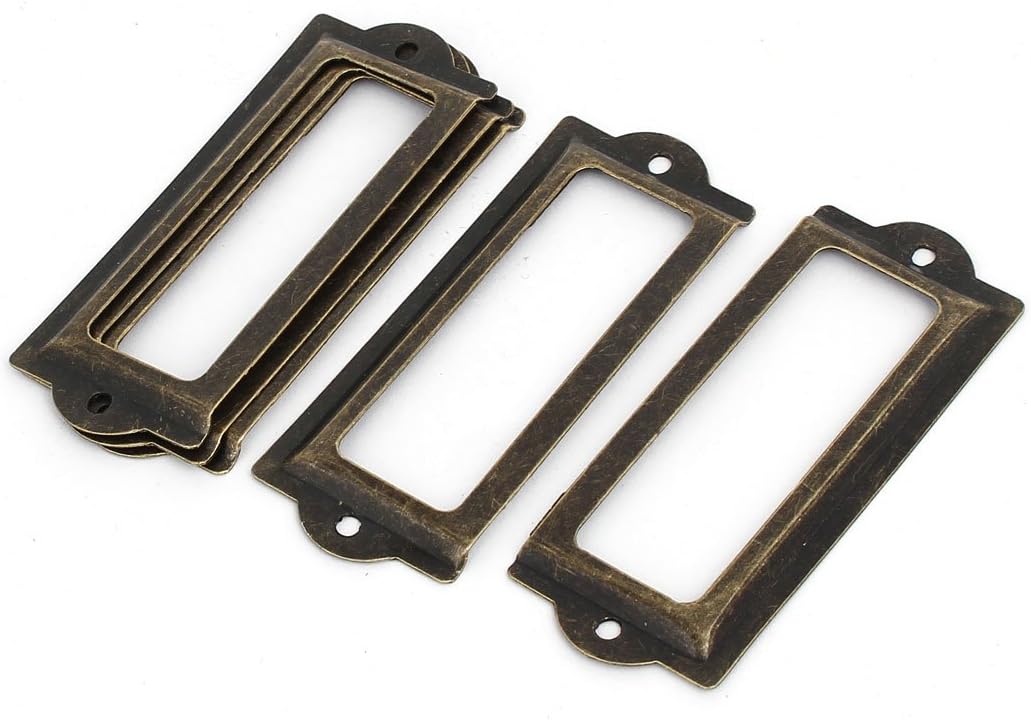 Aexit Office (Home hardware) Library Iron Retro Style File Tag Label Holder Bronze Tone (35ry595qf31) 83mmx33mm 5pcs
