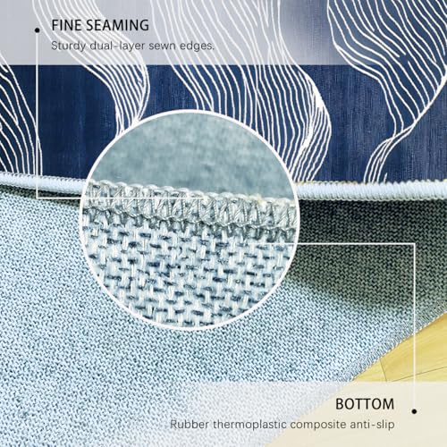 Tapis lavable 90x150cm bohème avec support antidérapant pour salon