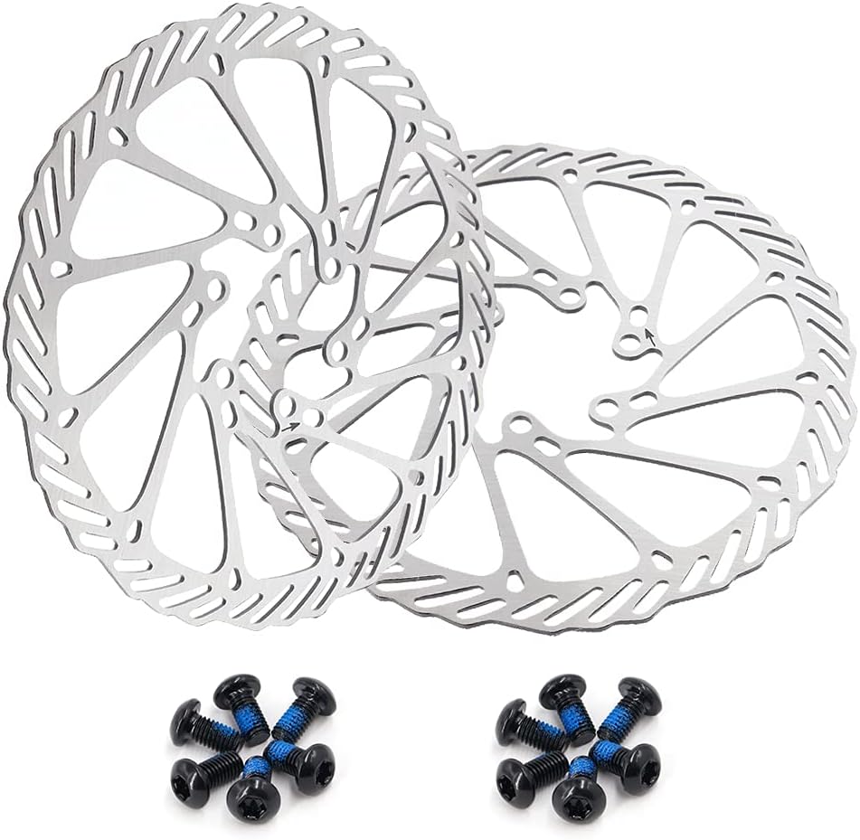 GoHZQ Bike Disc Brake Rotor 160/180/203mm 2 Packs Stainless Steel Bicycle Rotors with 12 pcs Screws for Most Bicycle Road Bike Mountain Bike BMX MTB (180mm)