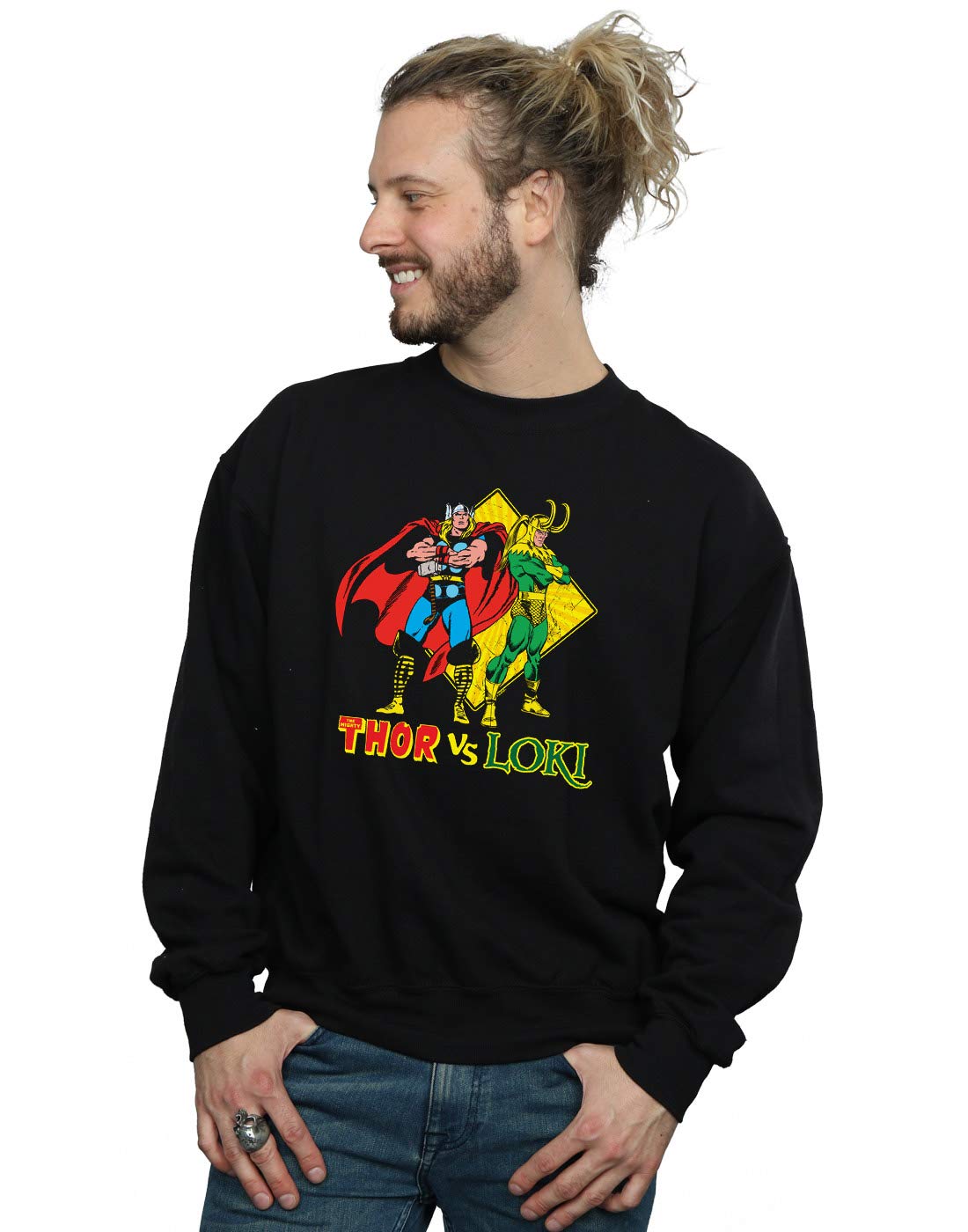 Absolute Cult Men's Black Marvel Thor Vs Loki Sweatshirt 3XL