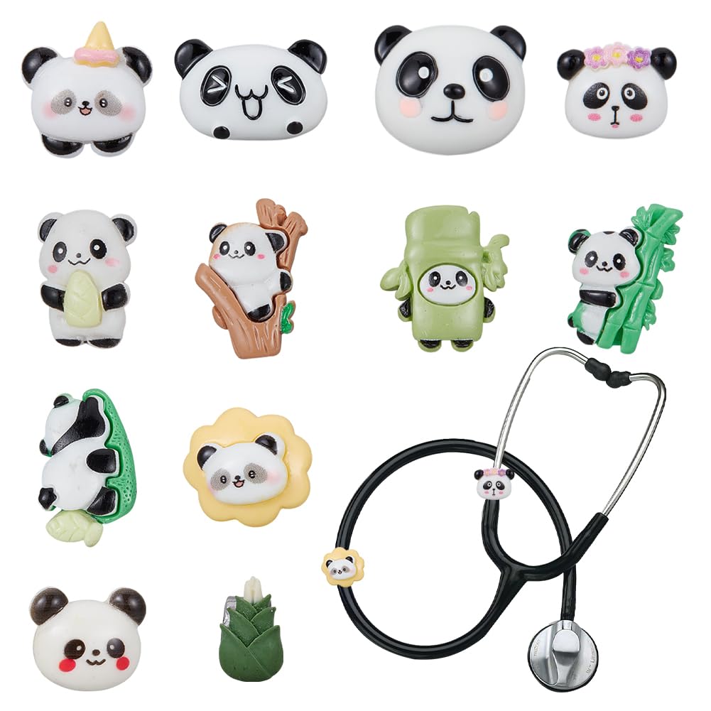 OLYCRAFT Stethoscope Charms Resin Pendant ID Name Tag Charm Stethoscope Charms Stethoscopes Accessories for Doctor Nurse Medical Assistant, Enamel Panda