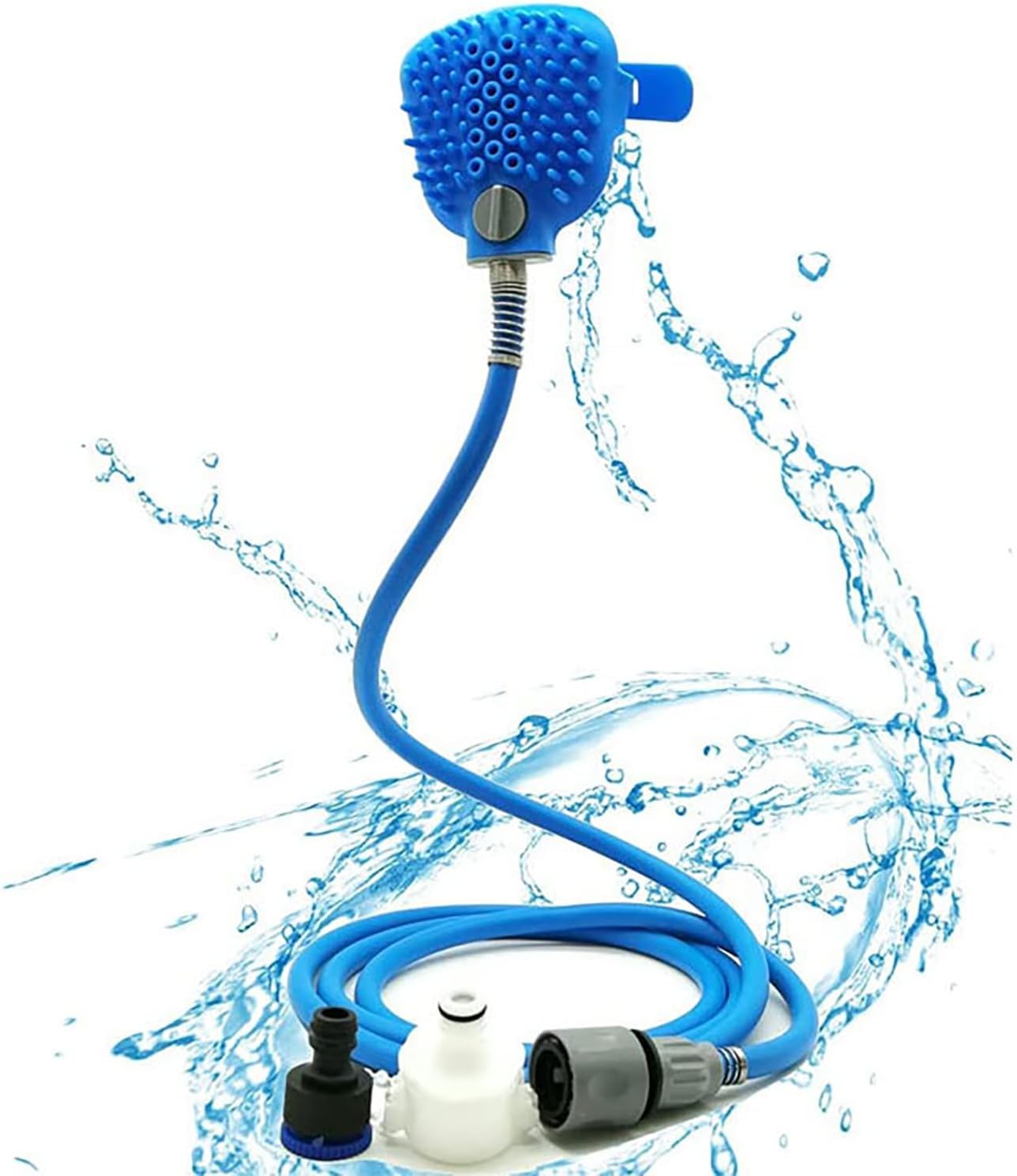 URBANPET Dog Comb Bathing Tool dog hair brush | Pet Shower Tool Bathing Dog accessories & Sprayer Hand kit | Multi-Functional Handheld Tool | Adjustable Dogs Shower Sprayer & Scrubber in-One (Blue)