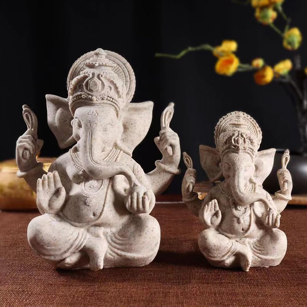 Figurki dekoracyjne, dekoracja salonu, indyjska Ganesha, Home Store (białe)
