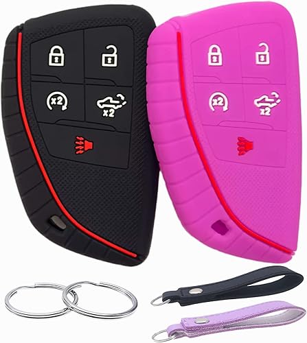 Funda de goma de silicona para llavero compatible con Chevrolet Silverado 1500 GMC Sierra 1500 2500HD 3500HD 3500HD 2022 2023 2024 (negro morado) disponible en Yaxa Peru